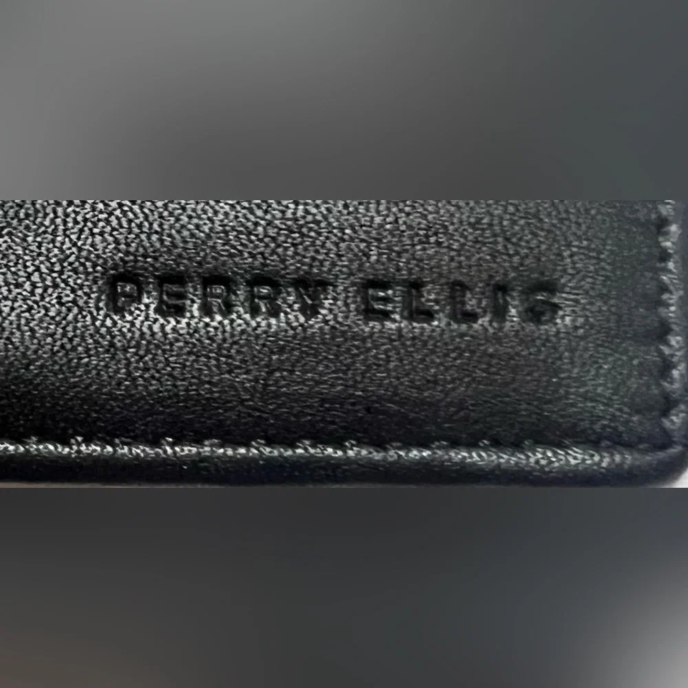 NWT Perry Ellis Black Leather Tri-Fold Wallet